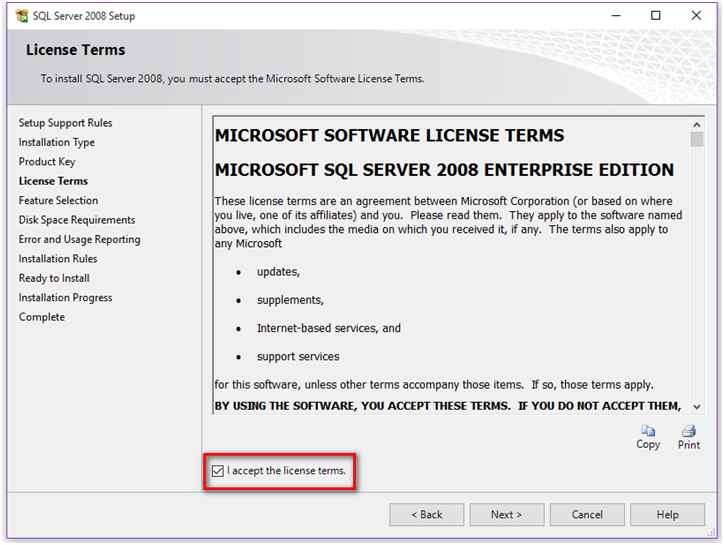 I accept the license terms